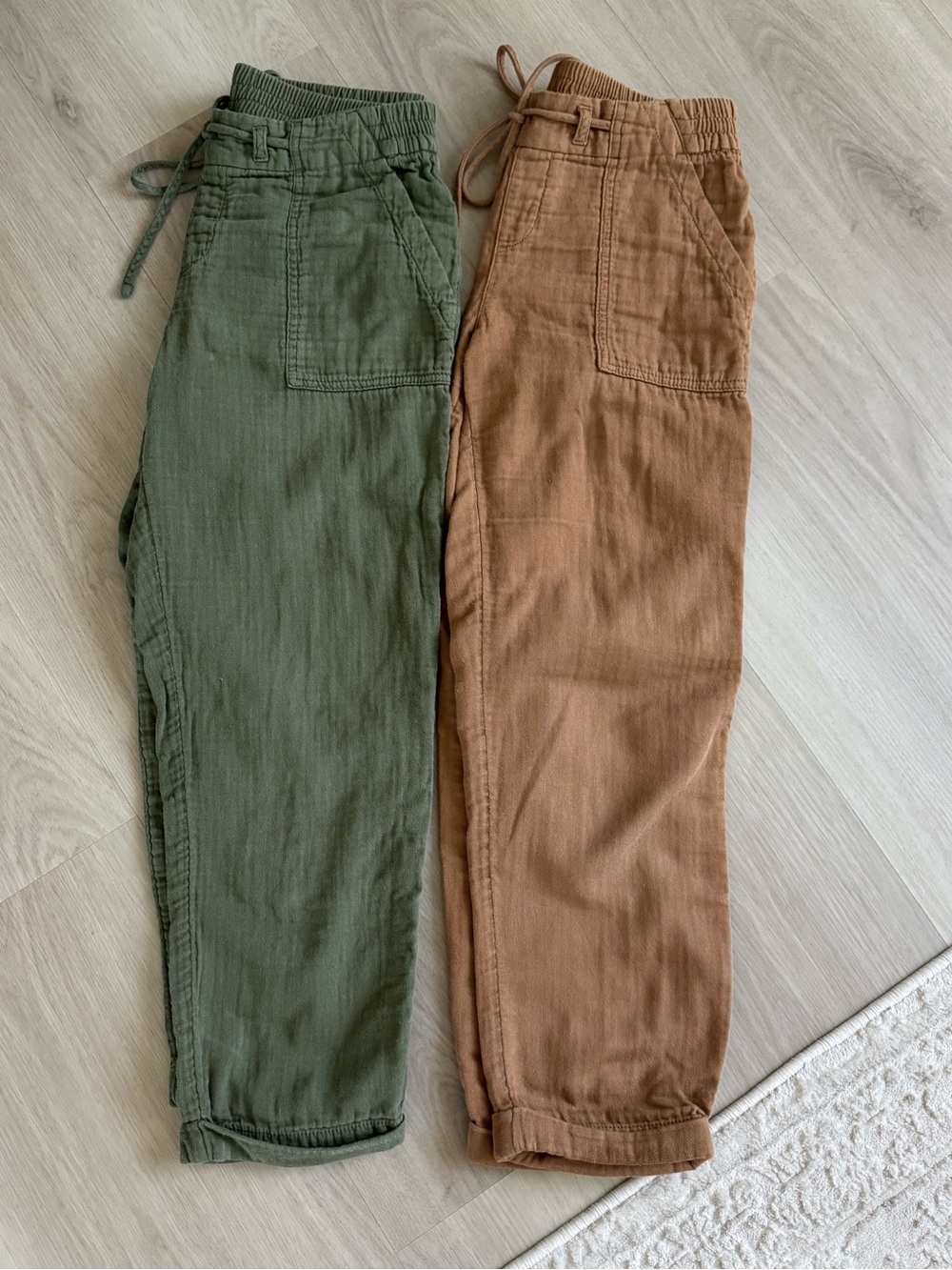 Women’s Cotton Pants - Olive Green and Tan-Brown